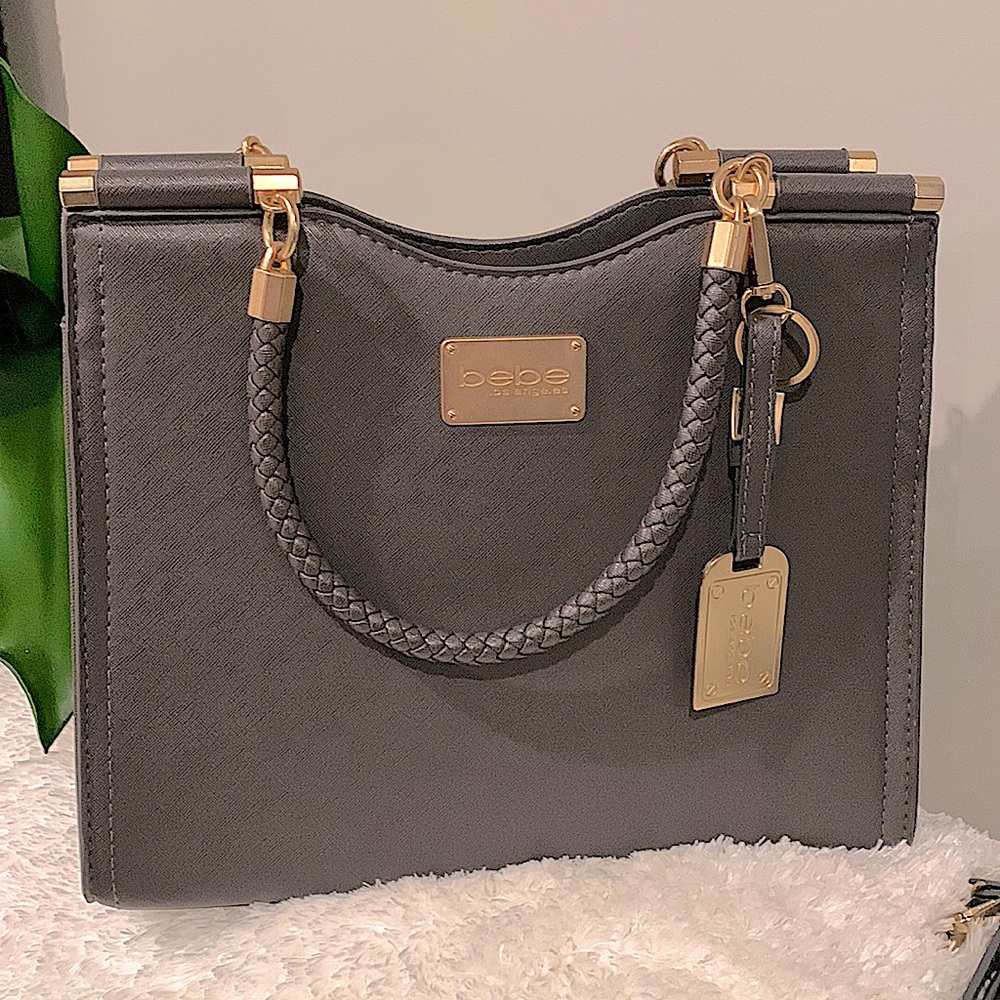 Dark Grey Leather Satchel/Crossbody Bag By BEBE - Excellent Condition (like new)